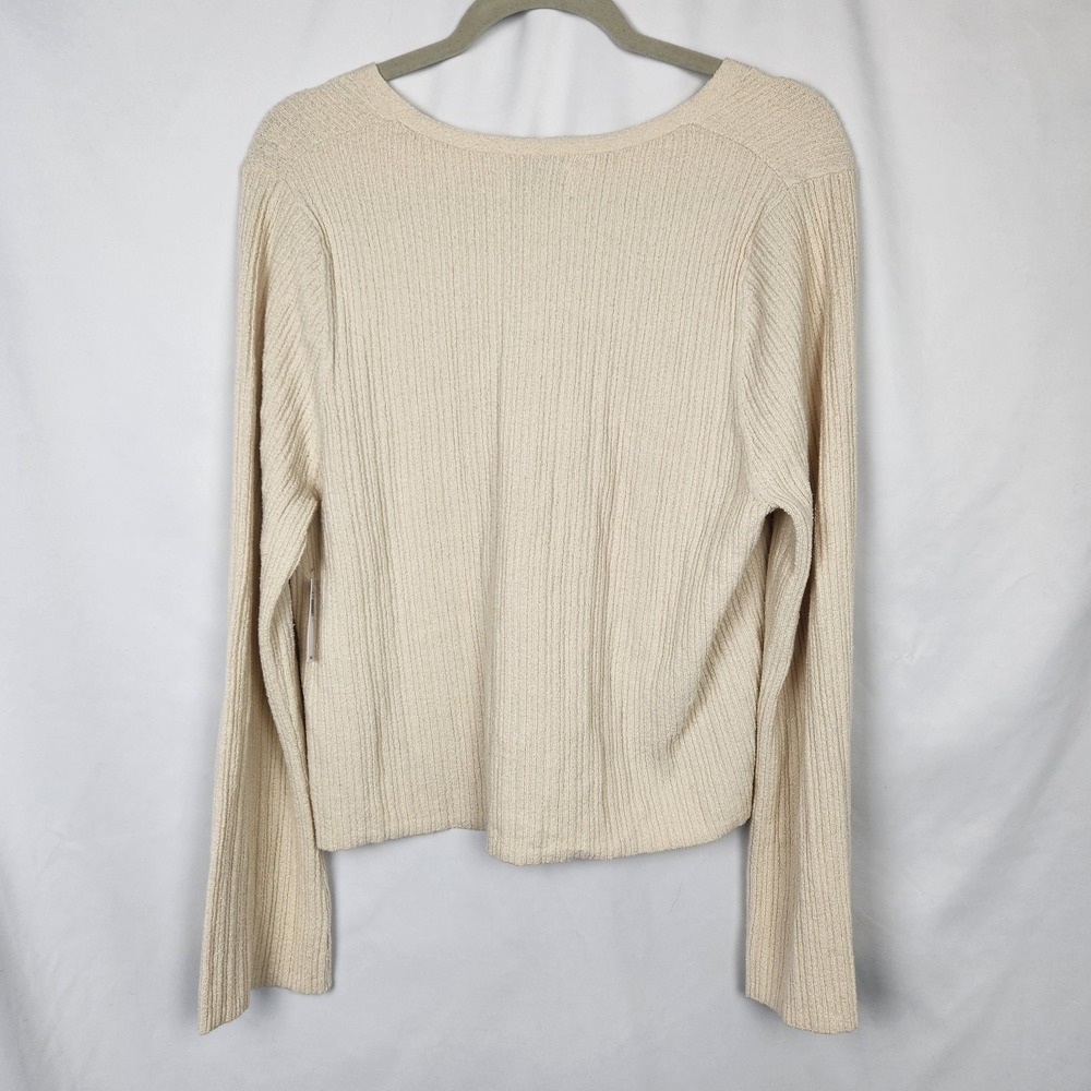 Old Navy Womens Cream Ribbed Button Down V-Neck‎ Cardigan Cropped Long Sleeve XL - Picture 5 of 5